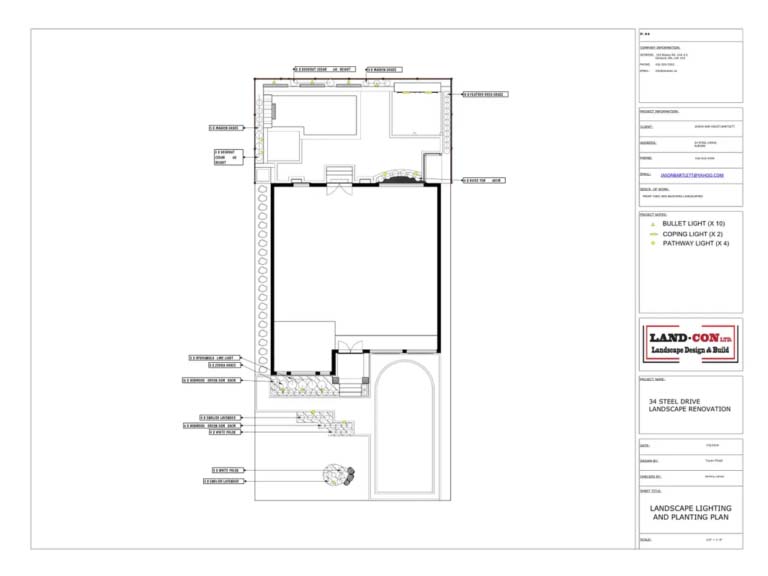 Detailed construction drawing of an outdoor space at Steel Drive, Aurora.
