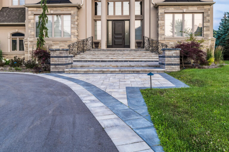 Four Seasons Estate backyard design with multi-level deck