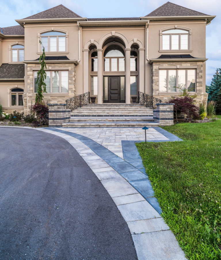 Four Seasons Estate backyard design with multi-level deck