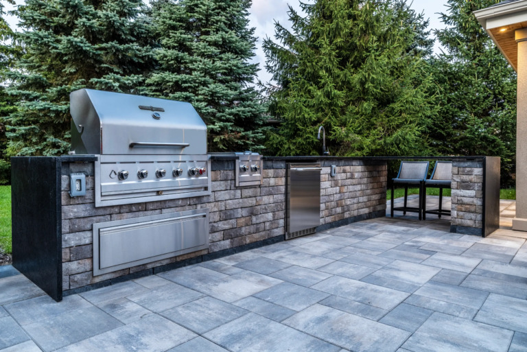 Four Seasons Estate backyard with elevated deck and pool