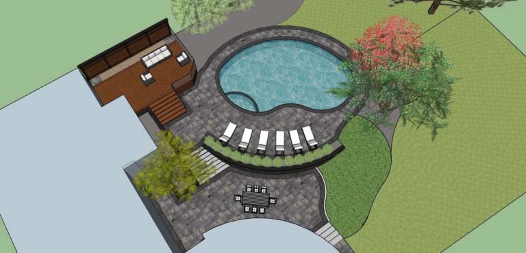 Modern villa exterior showcasing clean lines and a well-maintained garden