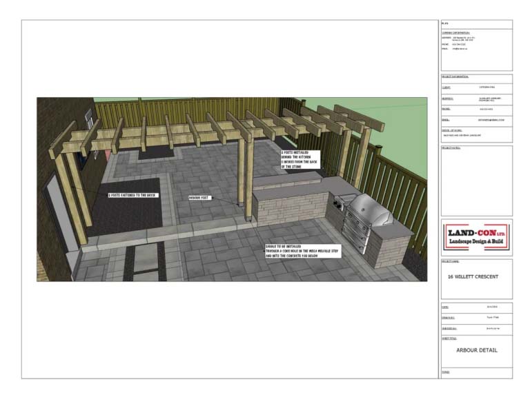Minimalist landscape design with geometric garden beds, a gravel pathway, and modern sculptures.