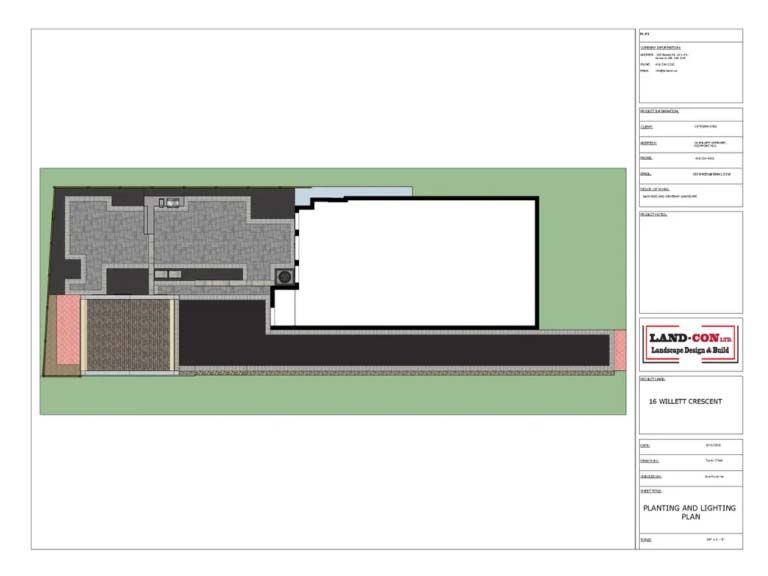 Contemporary outdoor space featuring a sleek wooden deck, surrounded by well-trimmed hedges and ornamental grasses.