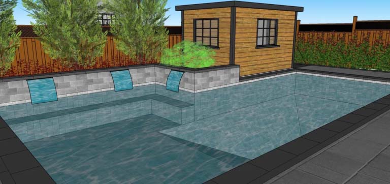 Stylish landscape design with a combination of stone pathways and ornamental plants.