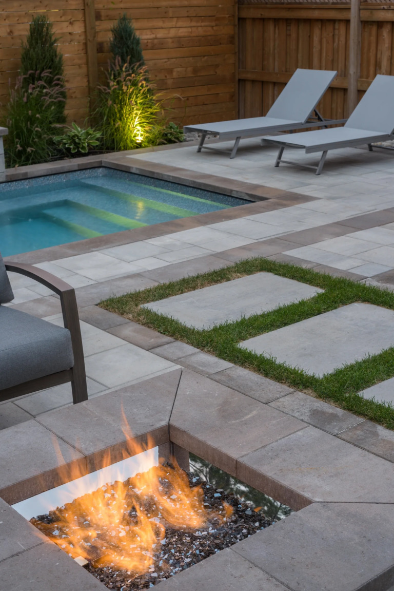 Pathway to the pool with a clean and inviting appearance.