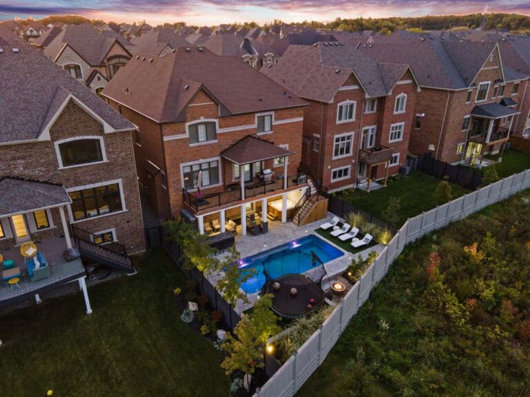 Backyard deck with seating and greenery