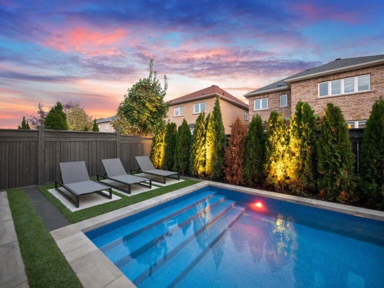 Outdoor space with a fire pit and seating arrangement