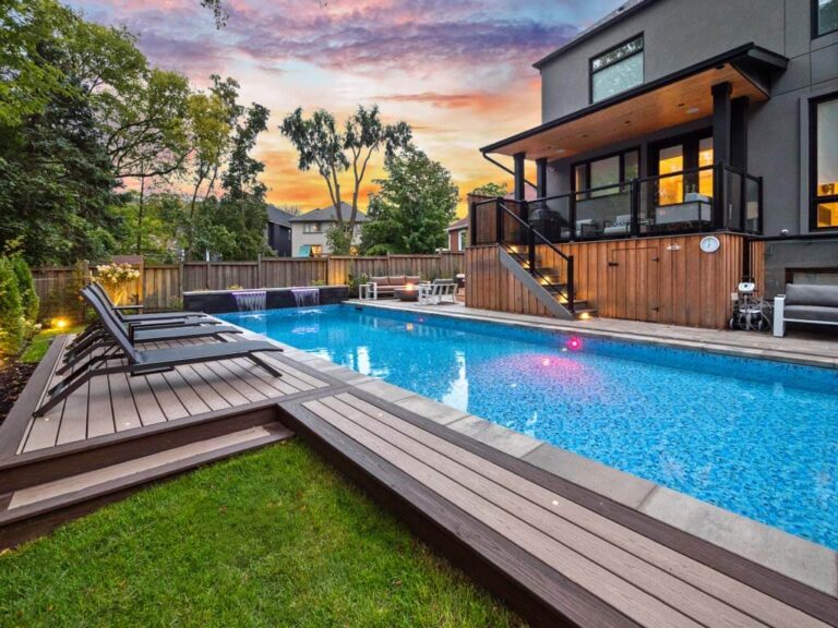 Modern backyard featuring a garden and outdoor lounge area