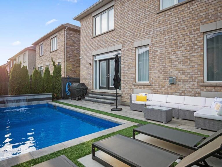 Beautifully landscaped garden with a stone pathway