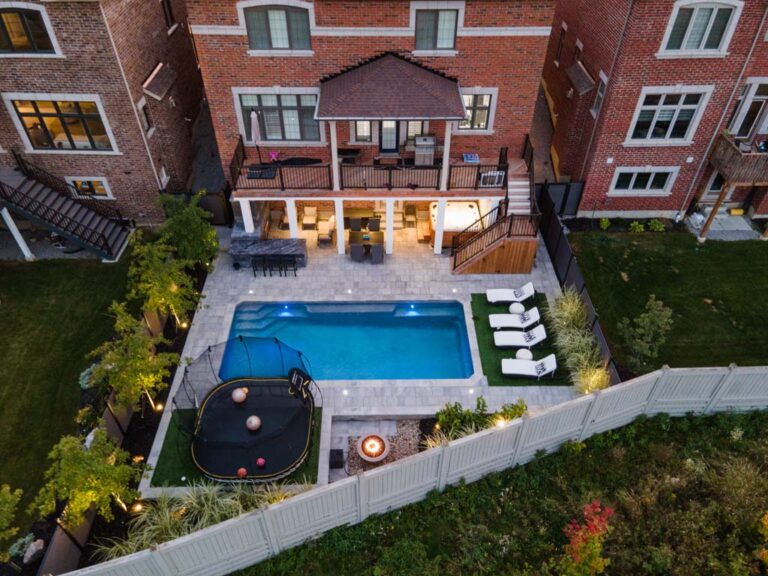 Small garden with stepping stones and plants