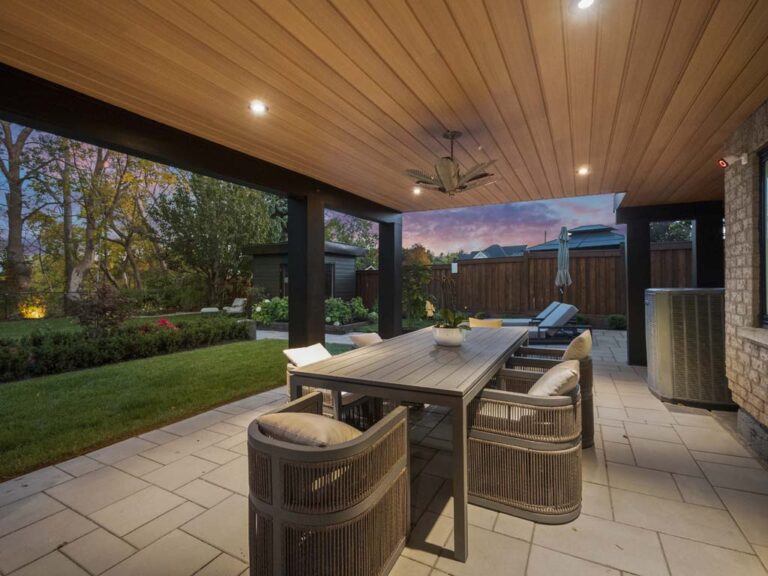 Modern backyard with a pool and outdoor seating
