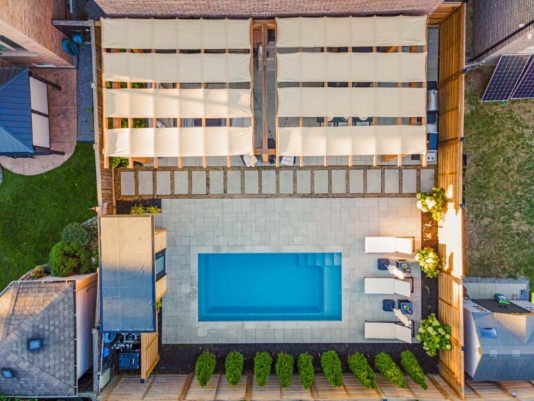 Well-designed backyard with outdoor seating and plants