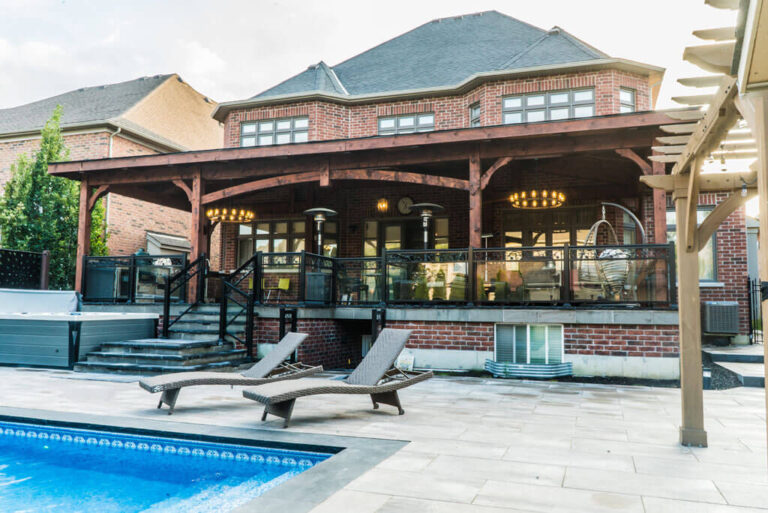 Backyard Garden with Stone Path and Planters
