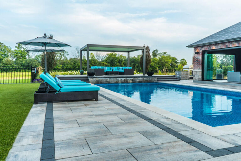 Luxury Outdoor Kitchen Area with Bar Seating