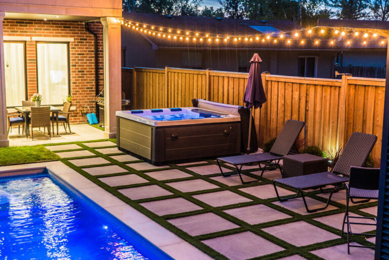 Close-up of landscaping details with plants and mulch