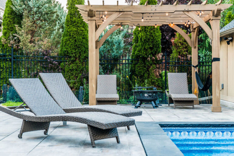 Backyard Seating Area with Built-in Fireplace