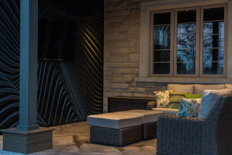 Modern outdoor kitchen with barbecue grill and countertops