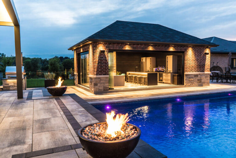 Spacious Patio Area with Lounge Furniture and Fire Feature